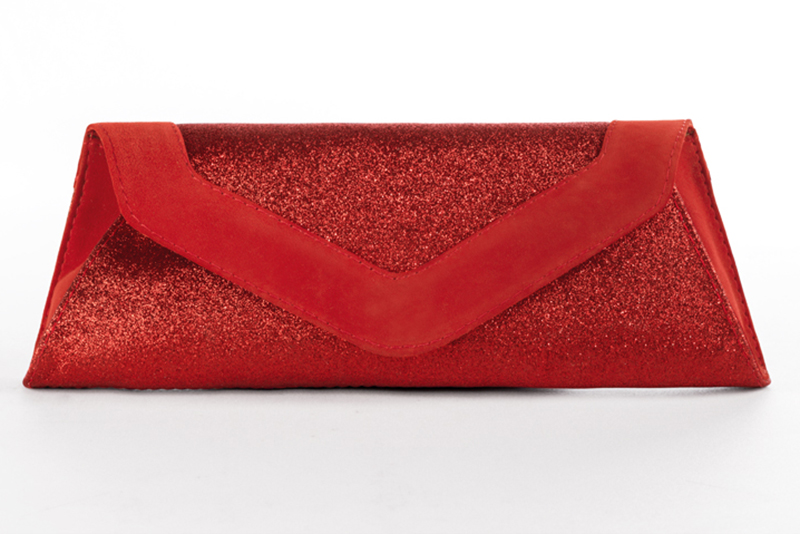 Scarlet red women's dress clutch, for weddings, ceremonies, cocktails and parties. Profile view - Florence KOOIJMAN